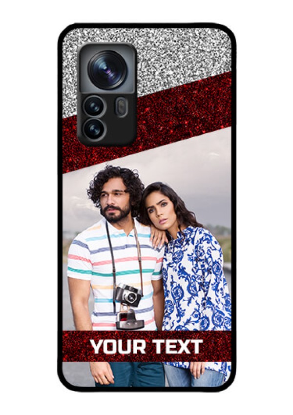 Xiaomi 12 Pro 5G Personalized Glass Phone Case - Image Holder with Glitter Strip Design