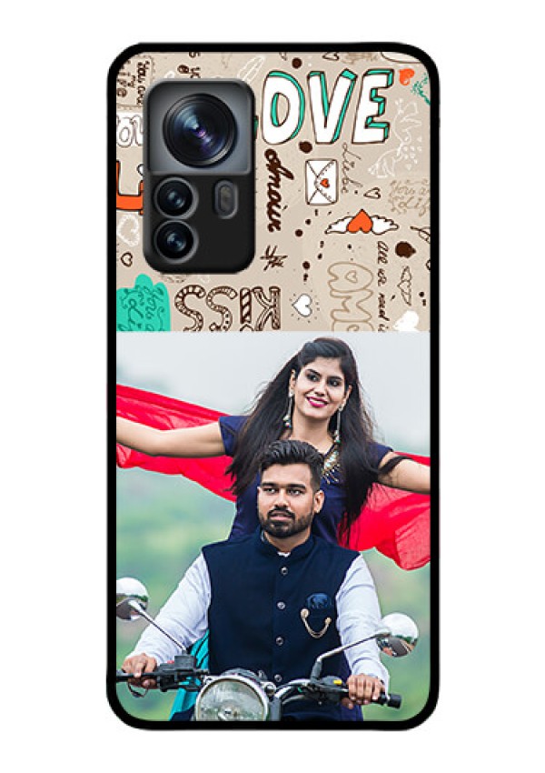 Xiaomi 12 Pro 5G Custom Glass Phone Case - Love Doodle Pattern