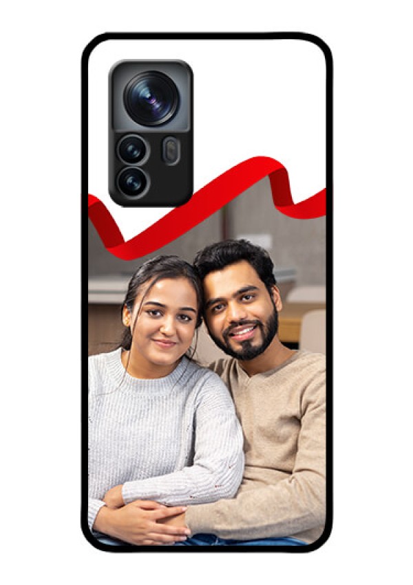 Xiaomi 12 Pro 5G Photo Printing on Glass Case - Red Ribbon Frame Design