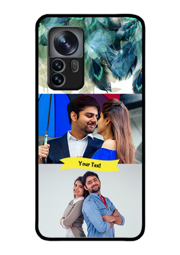 Xiaomi 12 Pro 5G Personalized Glass Phone Case - Image with Boho Peacock Feather Design