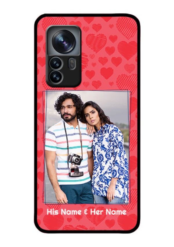 Xiaomi 12 Pro 5G Photo Printing on Glass Case - with Red Heart Symbols Design
