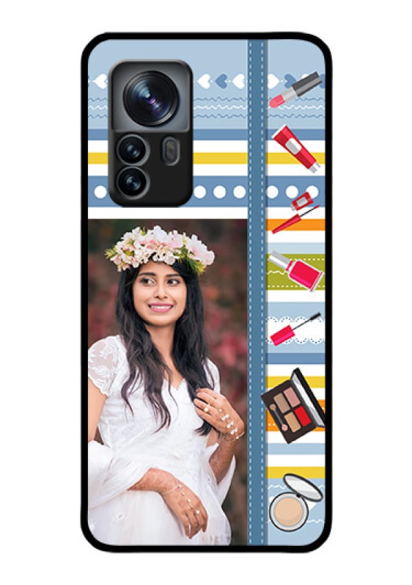 Xiaomi 12 Pro 5G Personalized Glass Phone Case - Makeup Icons Design