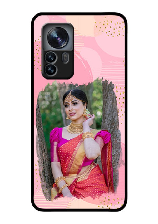 Xiaomi 12 Pro 5G Personalized Glass Phone Case - Gold Glitter Splash Design