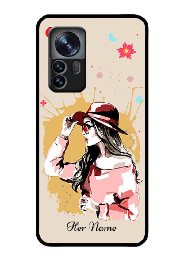 Xiaomi 12 Pro 5G Photo Printing on Glass Case - Women with pink hat Design