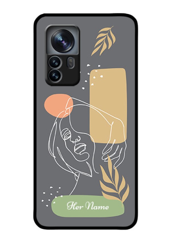 Xiaomi 12 Pro 5G Custom Glass Phone Case - Gazing Woman line art Design