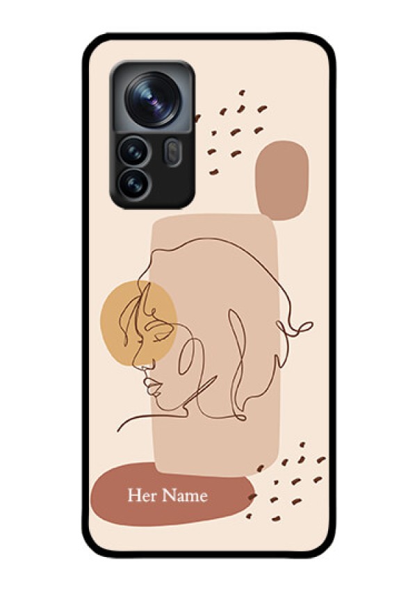 Xiaomi 12 Pro 5G Photo Printing on Glass Case - Calm Woman line art Design
