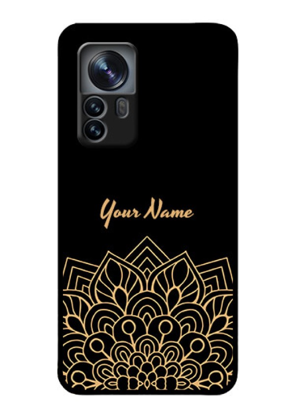 Xiaomi 12 Pro 5G Custom Glass Phone Case - Golden mandala Design