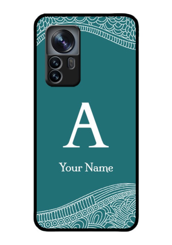 Xiaomi 12 Pro 5G Personalized Glass Phone Case - line art pattern with custom name Design