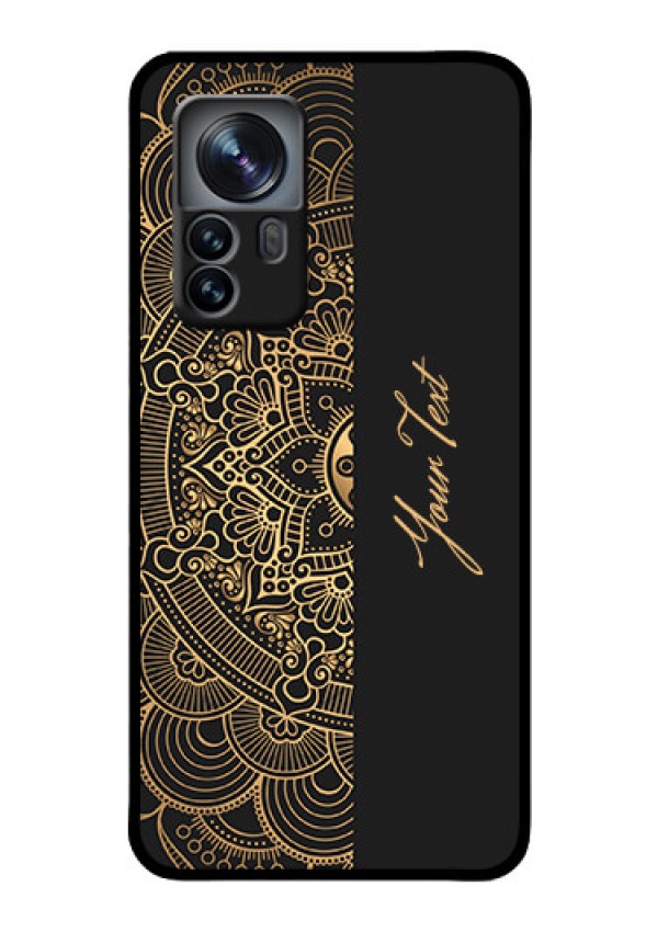 Xiaomi 12 Pro 5G Photo Printing on Glass Case - Mandala art with custom text Design