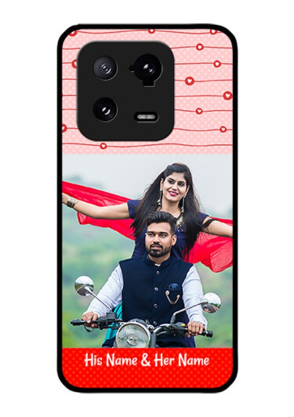 Xiaomi 13 Pro 5G Personalized Glass Phone Case - Red Pattern Case Design