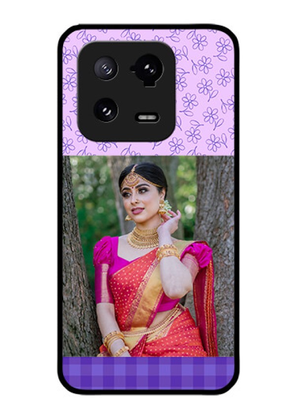 Xiaomi 13 Pro 5G Custom Glass Phone Case - Purple Floral Design