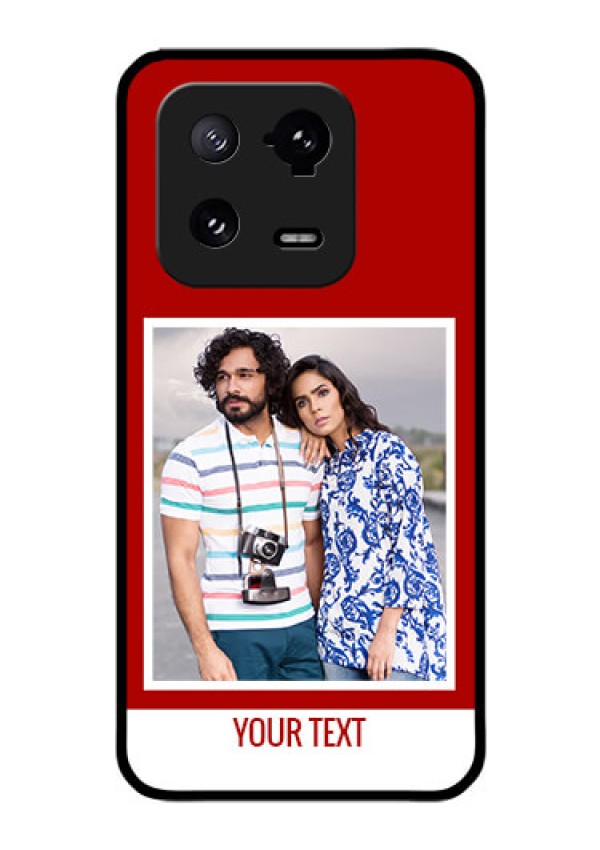 Xiaomi 13 Pro 5G Personalized Glass Phone Case - Simple Red Color Design