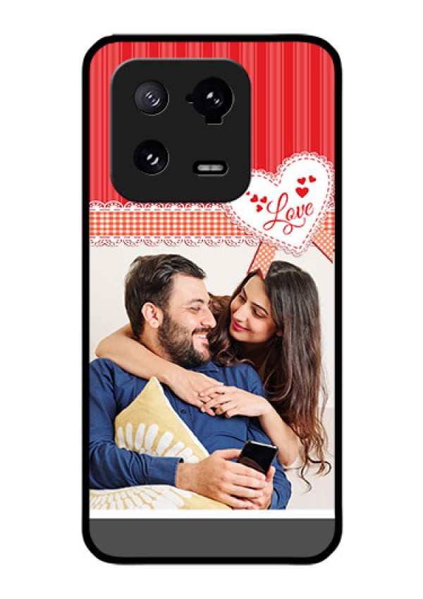 Xiaomi 13 Pro 5G Custom Glass Mobile Case - Red Love Pattern Design