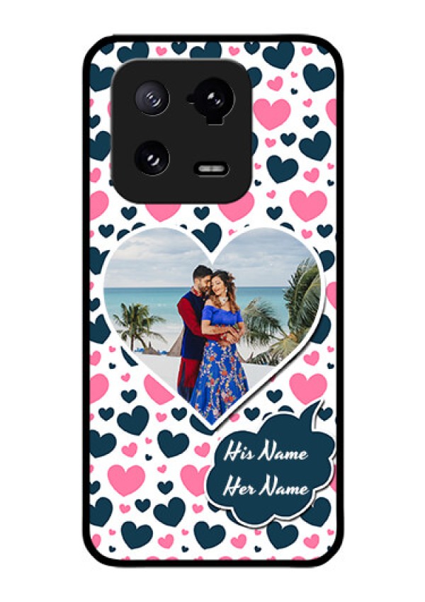 Xiaomi 13 Pro 5G Custom Glass Phone Case - Pink & Blue Heart Design