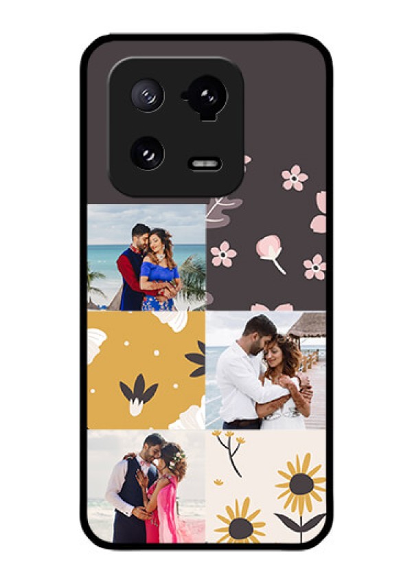 Xiaomi 13 Pro 5G Photo Printing on Glass Case - 3 Images with Floral Design