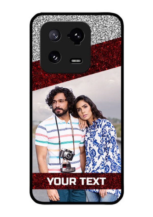 Xiaomi 13 Pro 5G Personalized Glass Phone Case - Image Holder with Glitter Strip Design