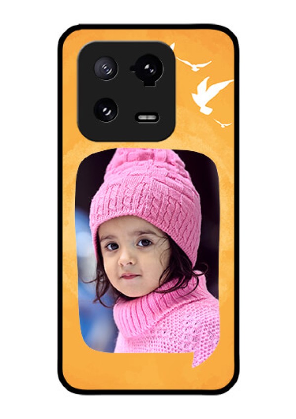 Xiaomi 13 Pro 5G Personalized Glass Phone Case - Water Color Design with Bird Icons