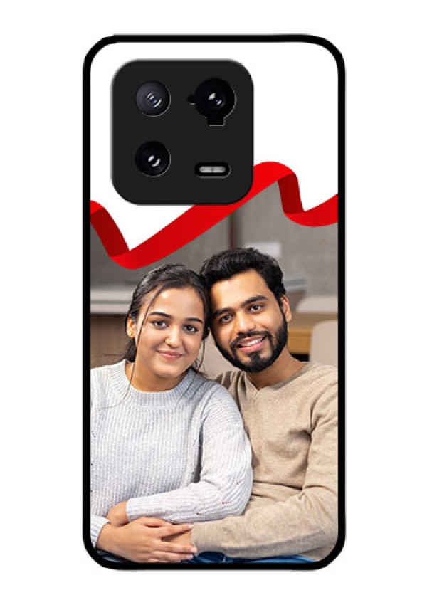 Xiaomi 13 Pro 5G Photo Printing on Glass Case - Red Ribbon Frame Design