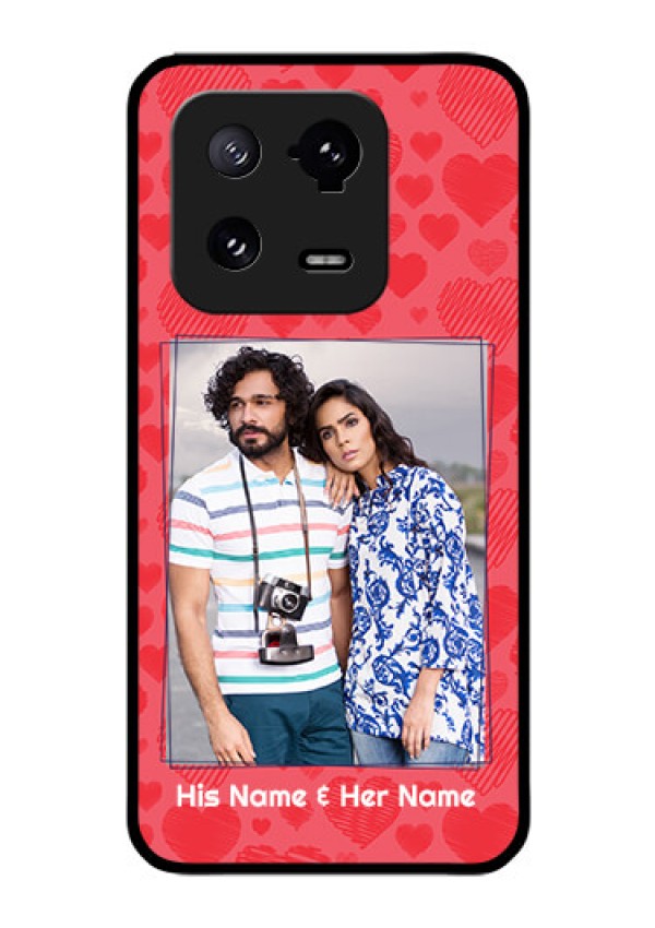 Xiaomi 13 Pro 5G Photo Printing on Glass Case - with Red Heart Symbols Design