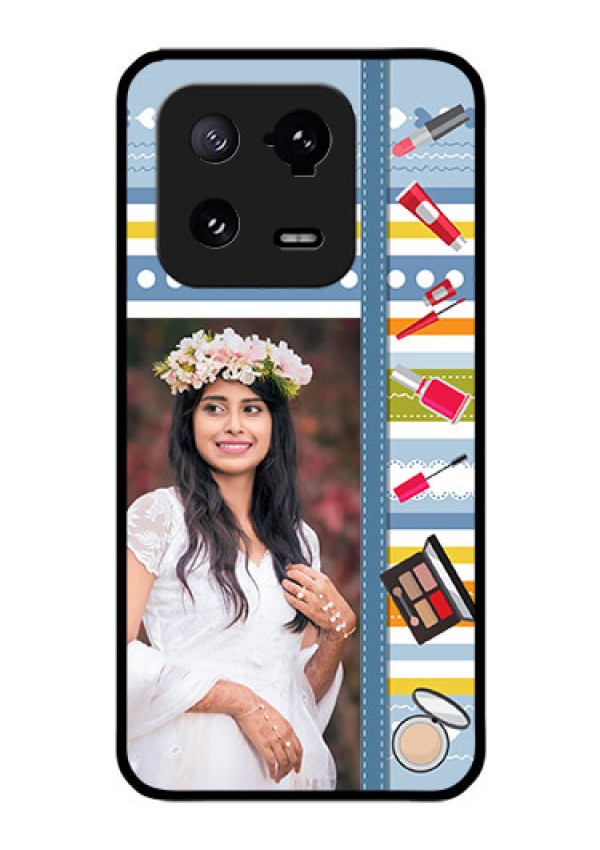 Xiaomi 13 Pro 5G Personalized Glass Phone Case - Makeup Icons Design