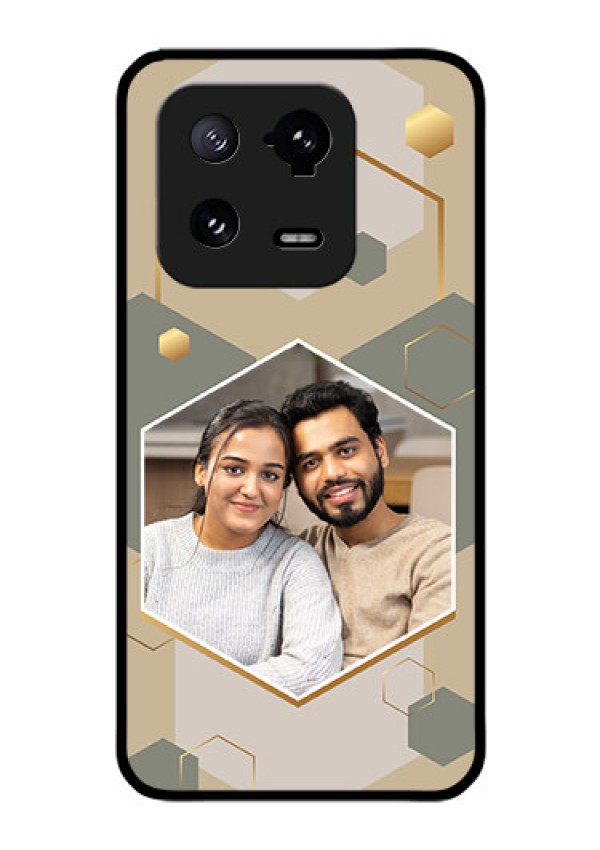 Xiaomi 13 Pro 5G Photo Printing on Glass Case - Stylish Hexagon Pattern Design
