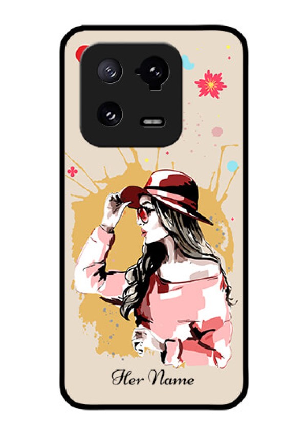 Xiaomi 13 Pro 5G Photo Printing on Glass Case - Women with pink hat Design