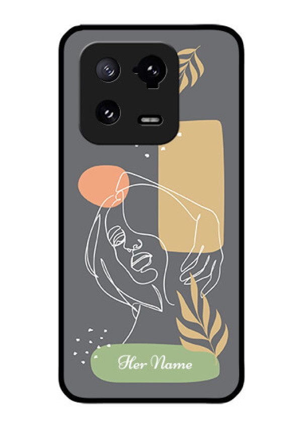 Xiaomi 13 Pro 5G Custom Glass Phone Case - Gazing Woman line art Design