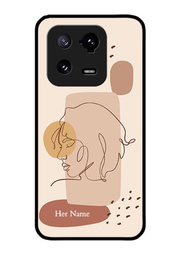 Xiaomi 13 Pro 5G Photo Printing on Glass Case - Calm Woman line art Design