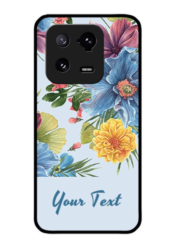 Xiaomi 13 Pro 5G Custom Glass Mobile Case - Stunning Watercolored Flowers Painting Design