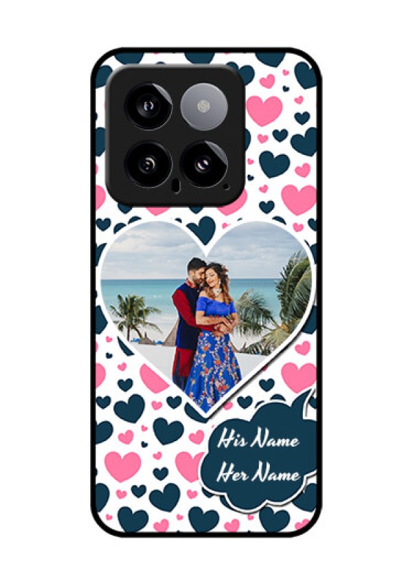 Xiaomi 14 5G Custom Glass Phone Case - Pink & Blue Heart Design