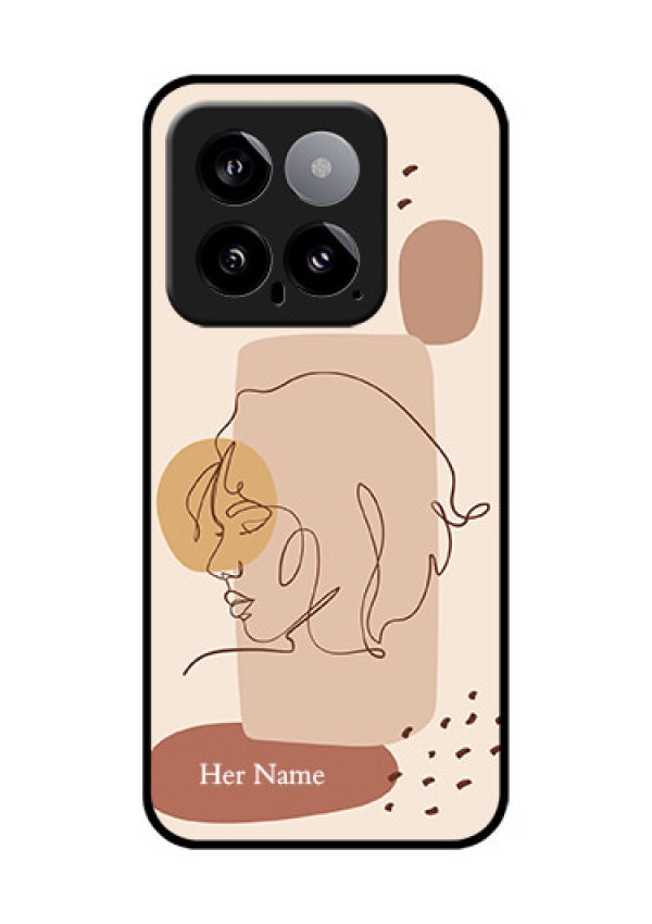 Xiaomi 14 5G Custom Glass Phone Case - Calm Woman Line Art Design