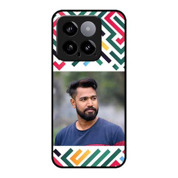 Xiaomi 14 5G Custom Glass Phone Case - Colorful Maze Pattern Design Xiaomi 14 5G Custom Glass Phone Case - Colorful Maze Pattern Design