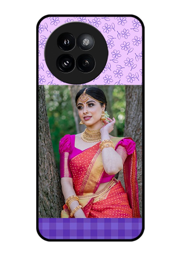 Xiaomi 14 Civi Custom Glass Phone Case - Purple Floral Design