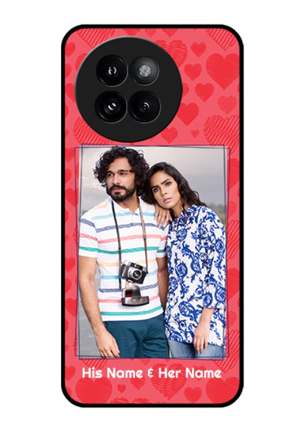 Xiaomi 14 Civi Custom Glass Phone Case - With Red Heart Symbols Design