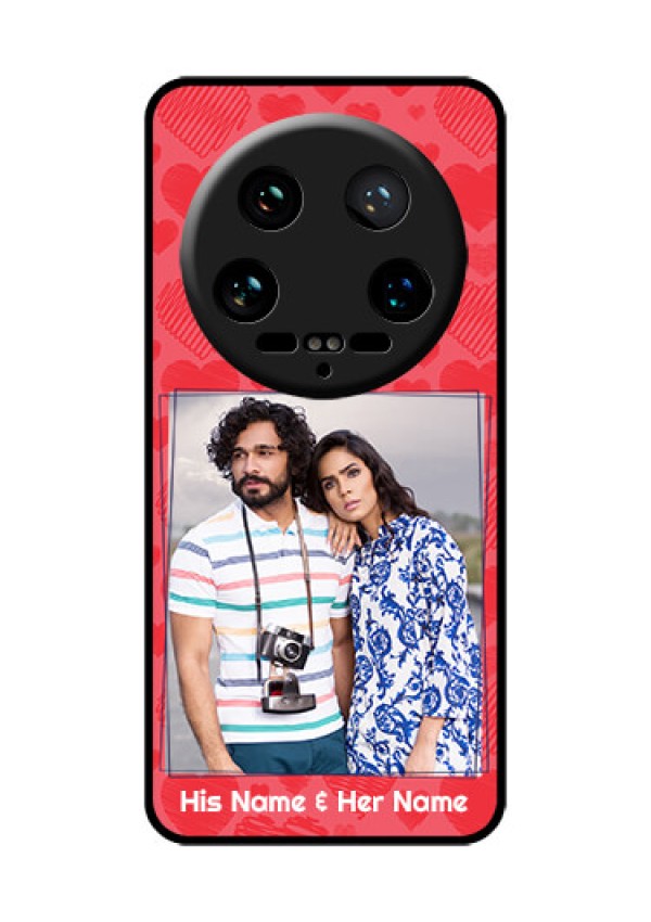 Xiaomi 14 Ultra Custom Glass Phone Case - With Red Heart Symbols Design