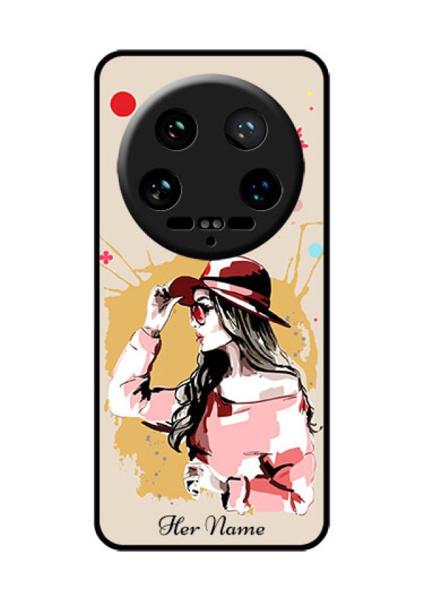 Xiaomi 14 Ultra Custom Glass Phone Case - Women With Pink Hat Design