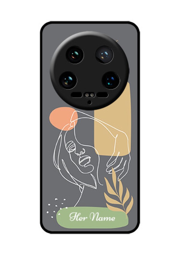 Xiaomi 14 Ultra Custom Glass Phone Case - Gazing Woman Line Art Design