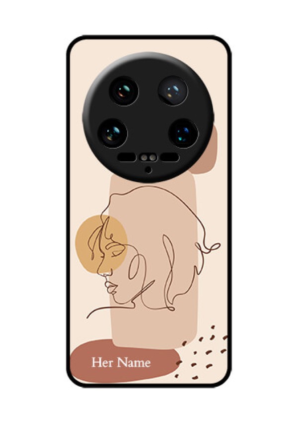 Xiaomi 14 Ultra Custom Glass Phone Case - Calm Woman Line Art Design