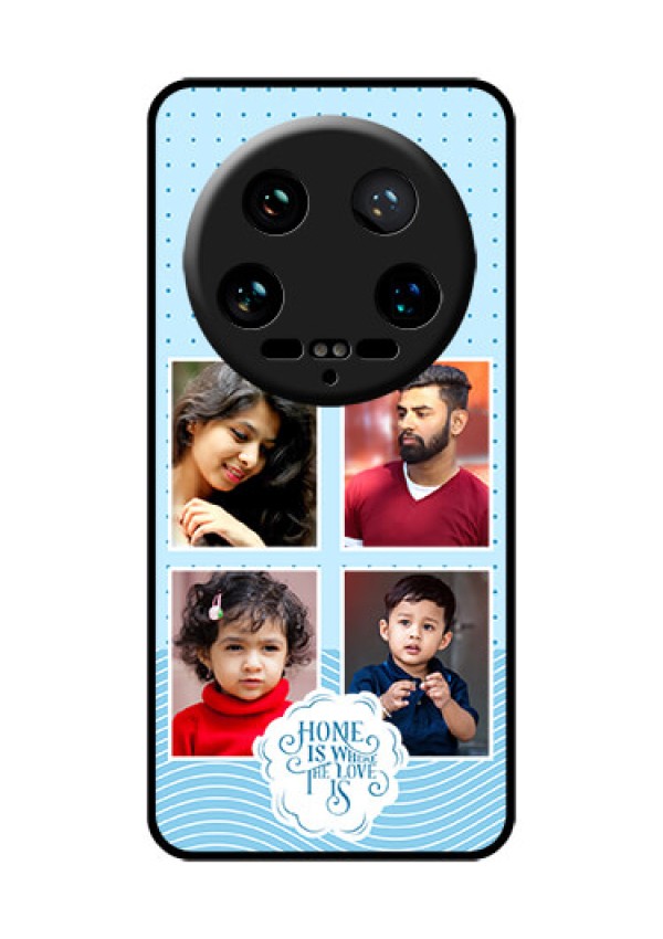 Xiaomi 14 Ultra Custom Glass Phone Case - Cute Love Quote With 4 Pic Upload Design