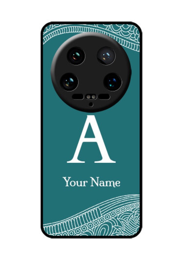 Xiaomi 14 Ultra Custom Glass Phone Case - Line Art Pattern With Custom Name Design