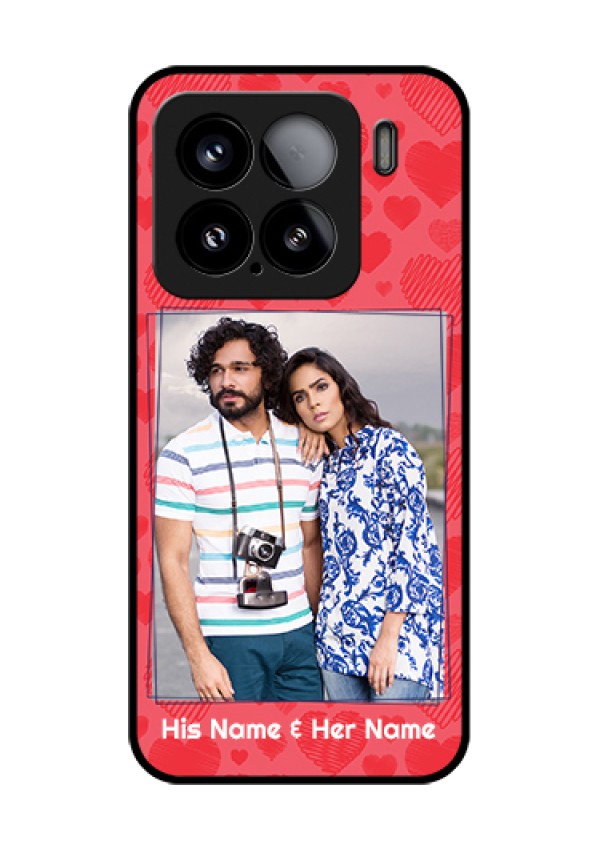 Xiaomi 15 5G Custom Glass Phone Case - With Red Heart Symbols Design