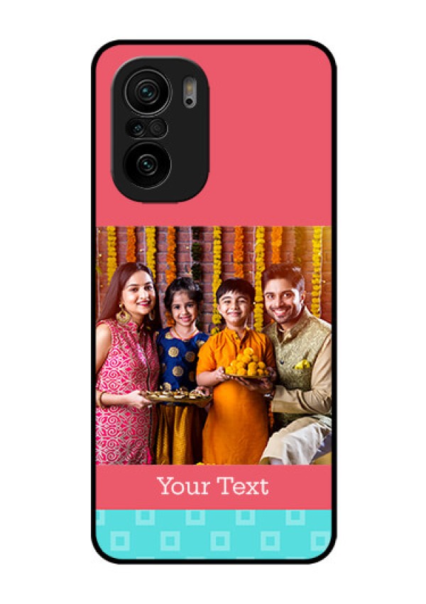 Mi 11x Pro 5G Personalized Glass Phone Case - Peach & Blue Color Design