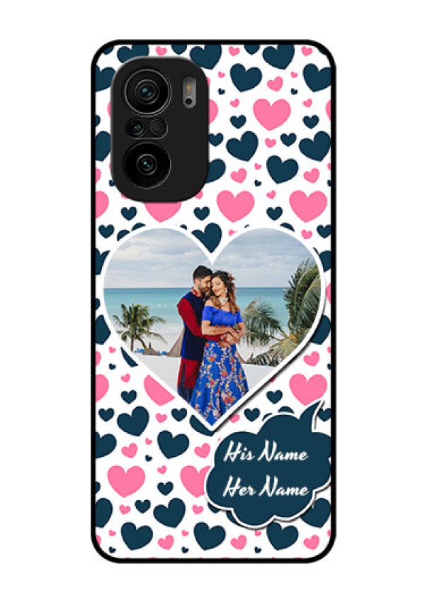 Mi 11x Pro 5G Custom Glass Phone Case - Pink & Blue Heart Design