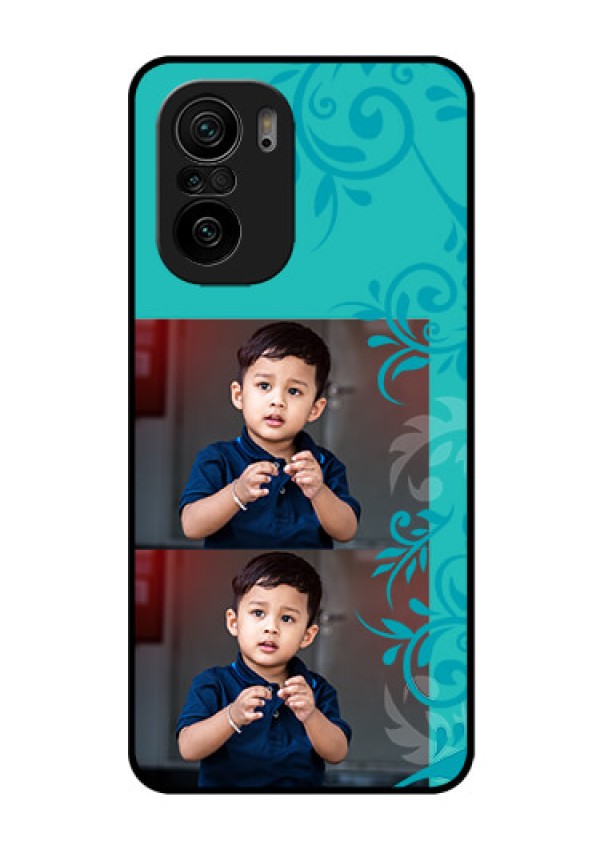 Mi 11x Pro 5G Personalized Glass Phone Case - with Photo and Green Floral Design 