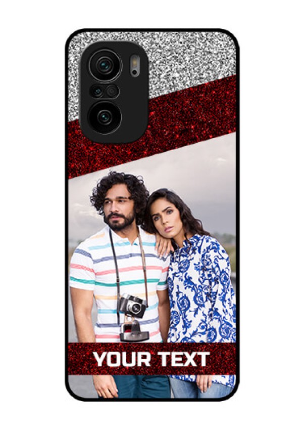 Mi 11x Pro 5G Personalized Glass Phone Case - Image Holder with Glitter Strip Design