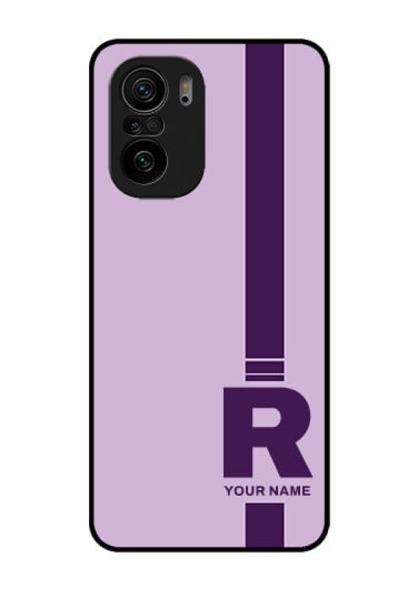 Xiaomi Mi 11X Pro 5G Photo Printing on Glass Case - Simple dual tone stripe with name Design