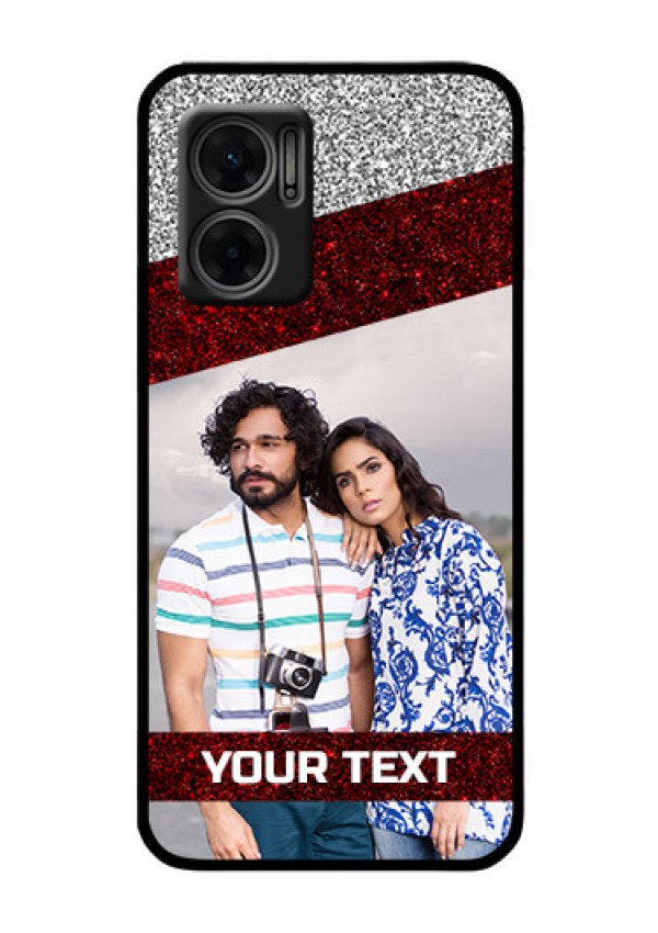 Xiaomi Redmi 11 Prime 5G Personalized Glass Phone Case - Image Holder with Glitter Strip Design