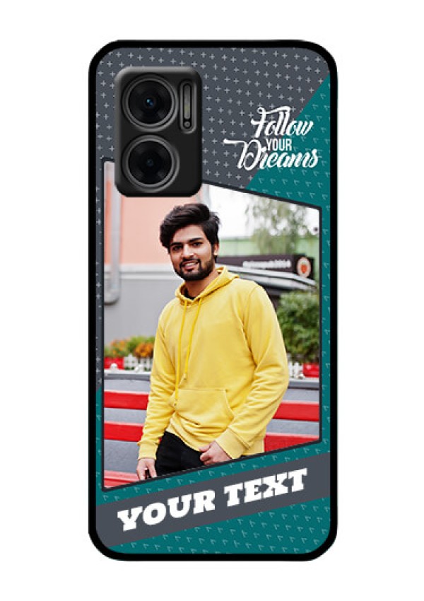 Xiaomi Redmi 11 Prime 5G Personalized Glass Phone Case - Background Pattern Design with Quote