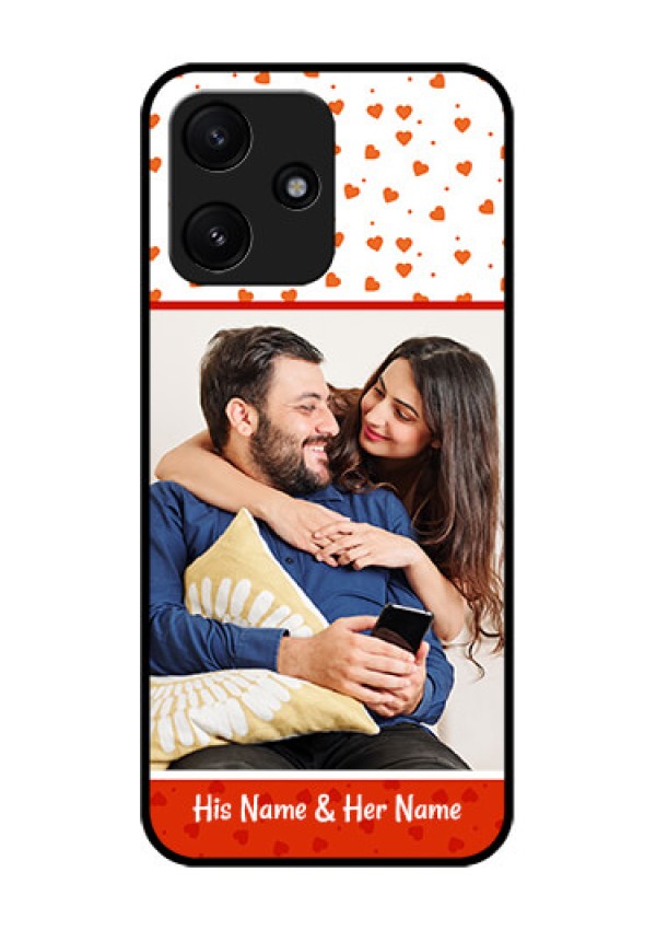 Xiaomi Redmi 12 5G Custom Glass Phone Case - Orange Love Symbol Design