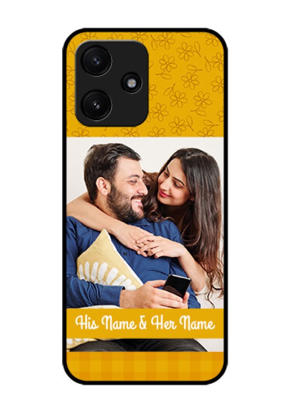 Xiaomi Redmi 12 5G Custom Glass Mobile Case - Yellow Floral Design